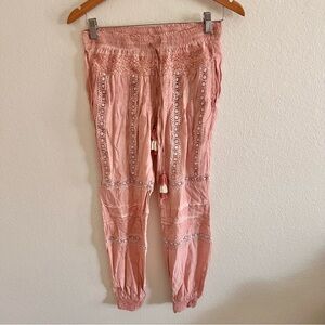 Surf Gypsy Pink Lace Jogger Beach Pants Sz S